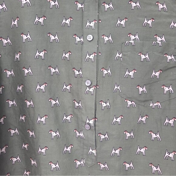 J. Crew Green Blouse with Dog Print - Picture 3 of 12